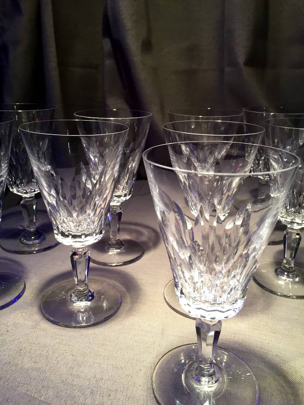 Set of 12 baccarat crystal water glasses carcassonne model