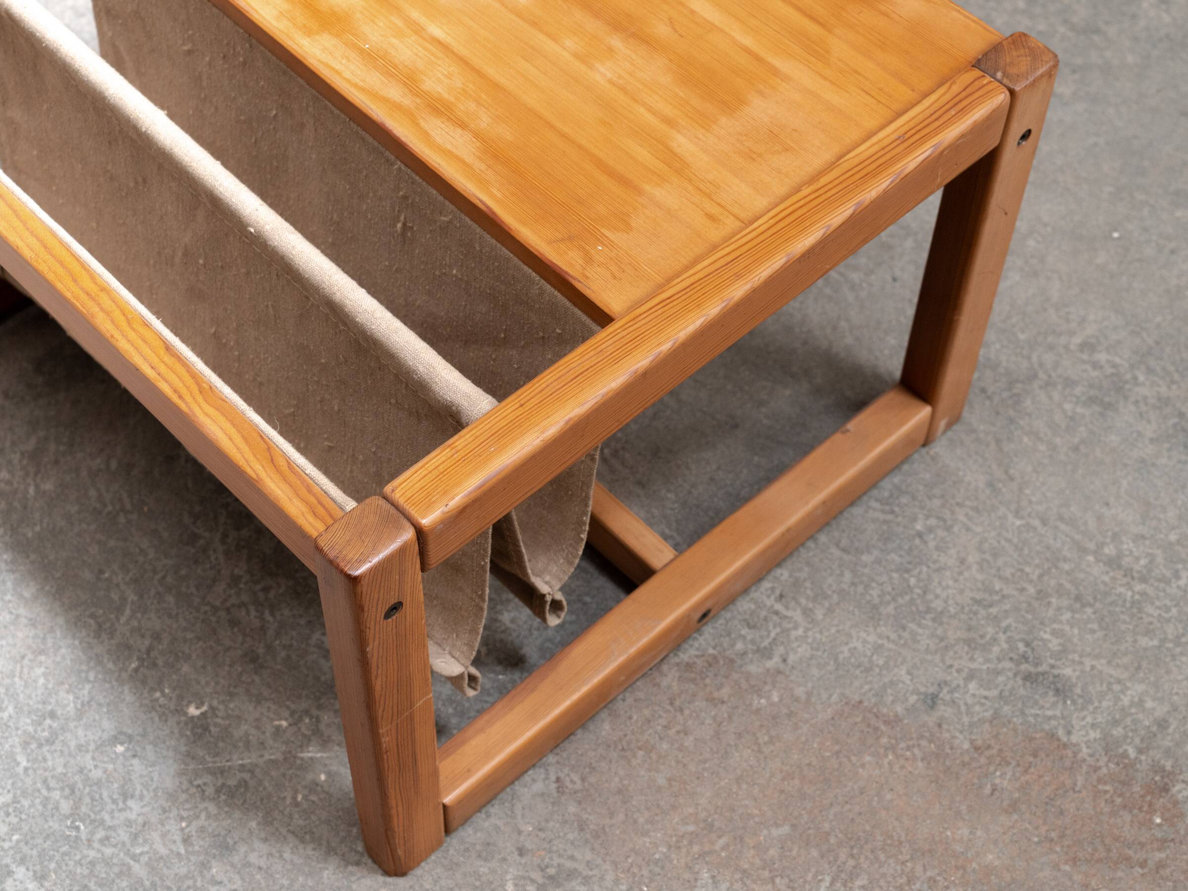 Habitat pine coffee table with integrated jute fabric book storage.