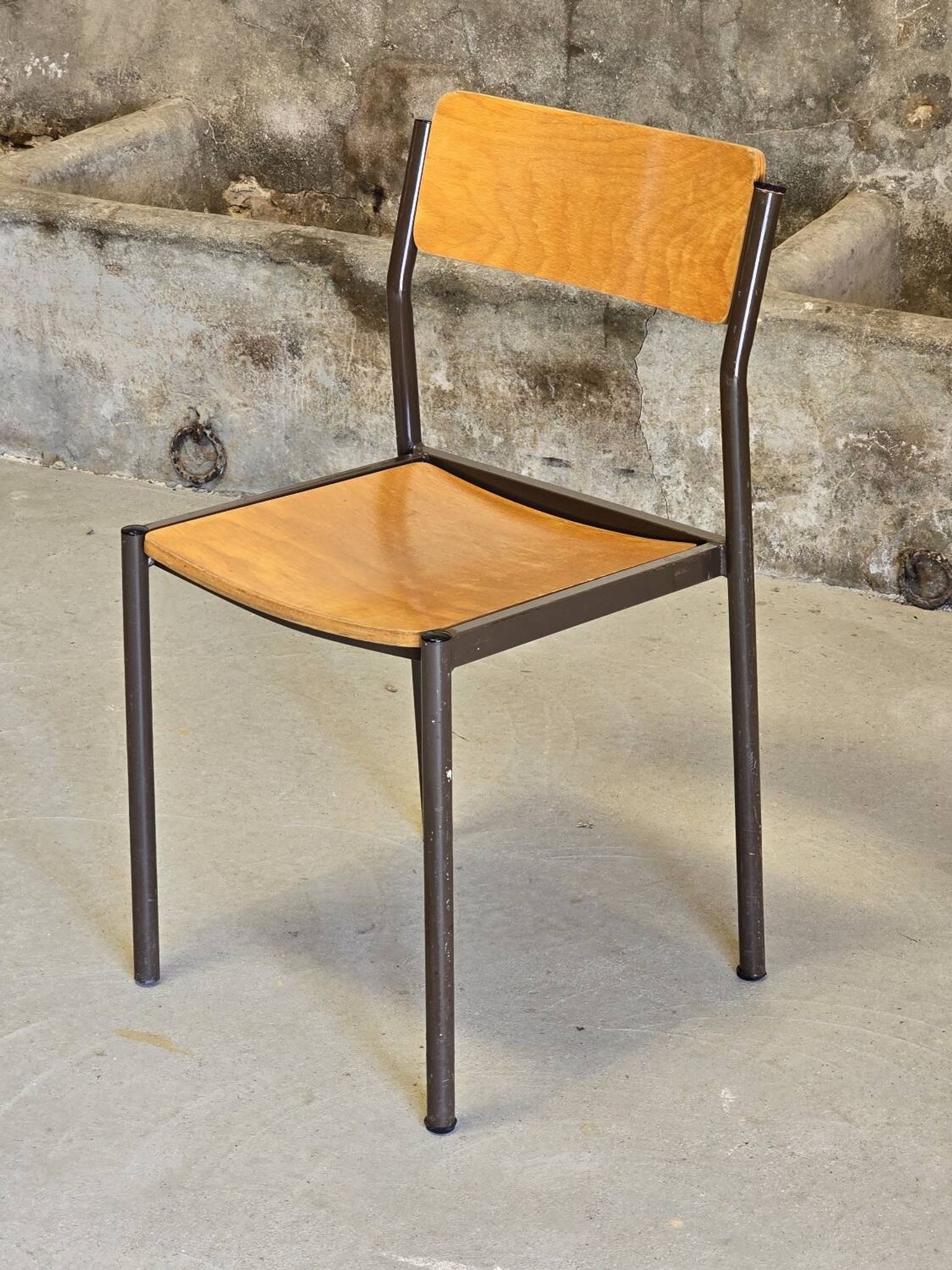 Designer wood and metal chair