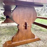 Monastery table and its two benches in solid oak 1950