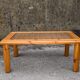 Lattice coffee table in pine and glass, France, 1980