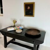 Brutalist elm table Wabi-sabi spirit and its 2 benches