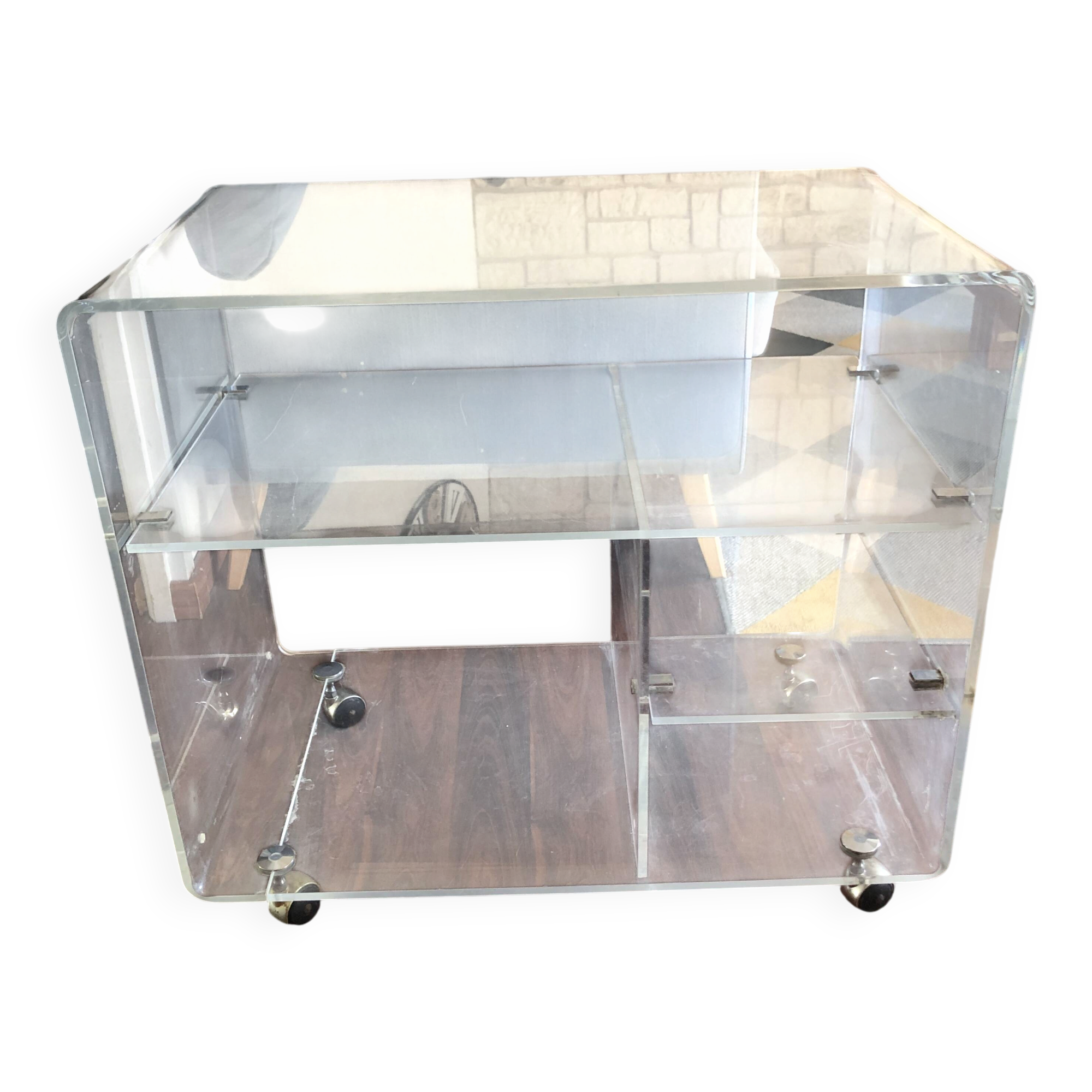Designer TV unit David Lange vintage Plexiglas