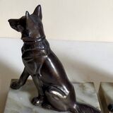 Pair of Art Deco bookends to signed wolf dogs