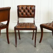 Chesterfield Leather Dining Chairs, Set of 6