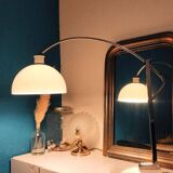 Lampe vintage 1970 arc structure acier chromé et pied en marbre
