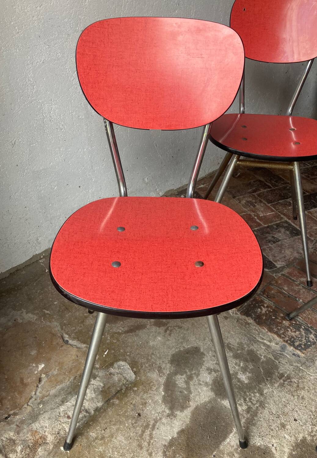 Red formica chairs