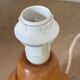vintage wooden lamp small model with fabric shade 80's design