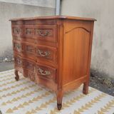 Small cherry crossbow chest of drawers, Regency/Louis XV style