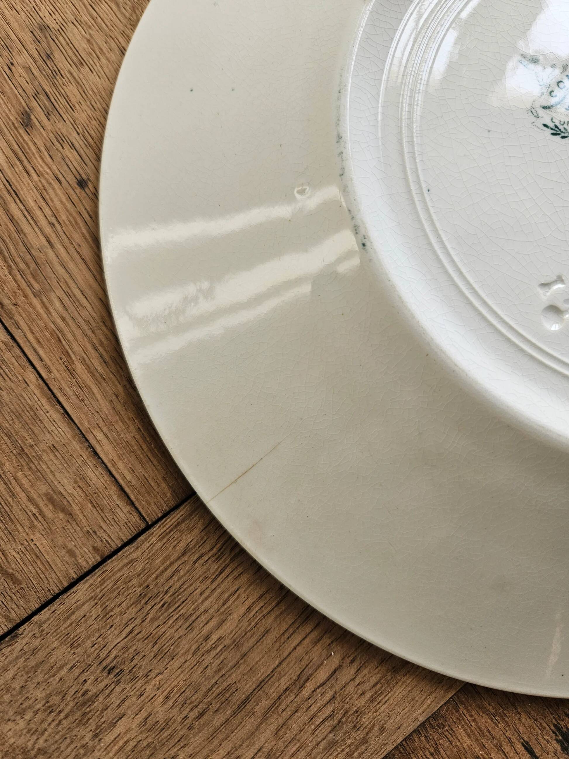 Assiettes plates anciennes dépareillées terre de fer
