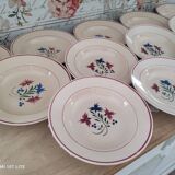 Set of 12 hollow plates 30s earthenware K&G Lunéville model Denise