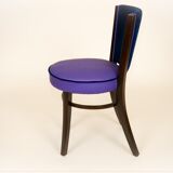 Dual-fabric brewery chair blue tones, round seat springs