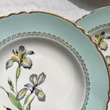 6 vintage white and green porcelain soup plates Iris Moulin des Loups "Sargosse" 1950s