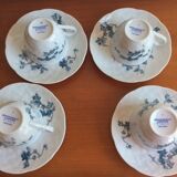 Set of 4 cups and 4 saucers limoges porcelain bernardaud