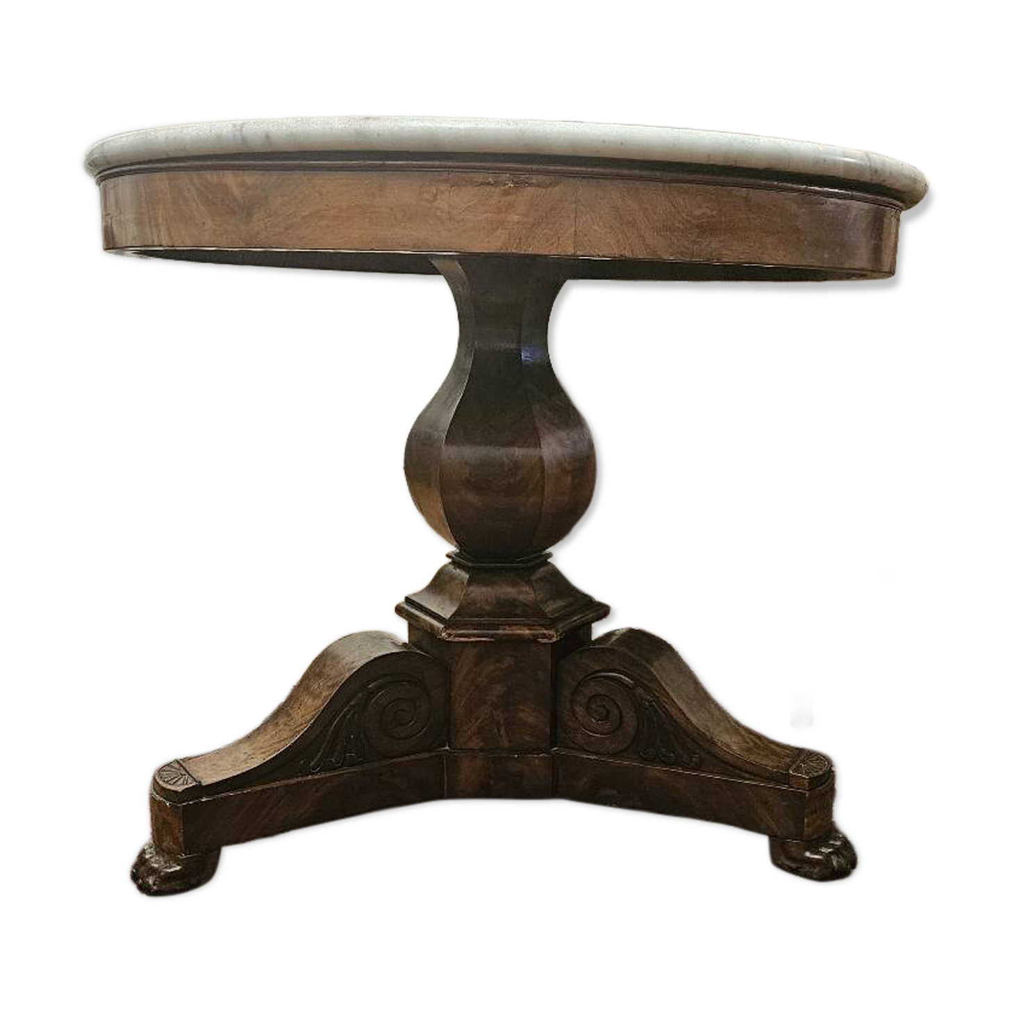 Restoration guéridon in mahogany and marble