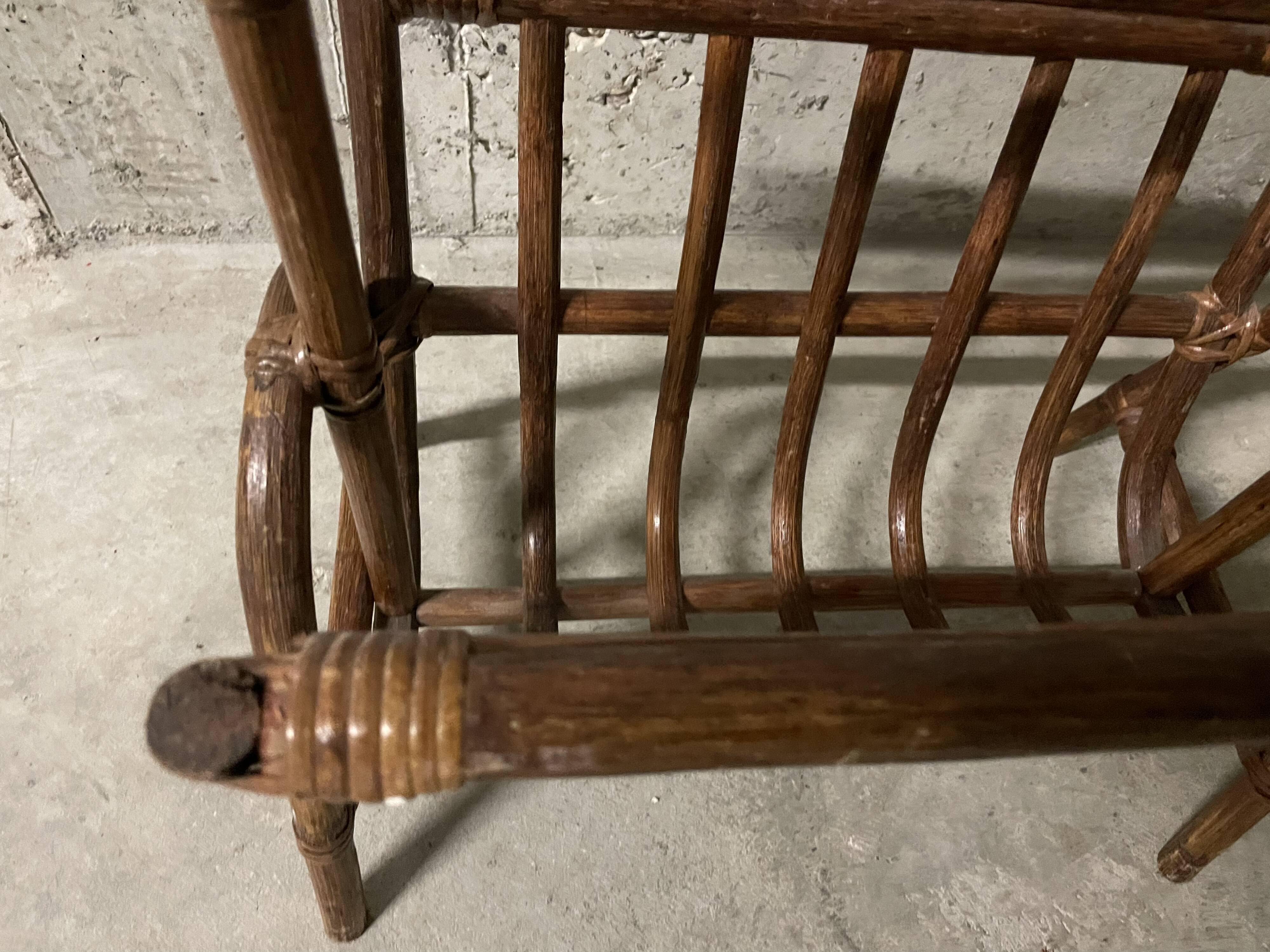 Rattan magazine rack from the 60s