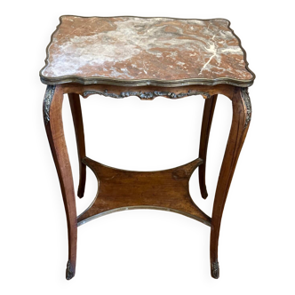 Louis XV Style Side Table with Marble Top - Late 19th Century