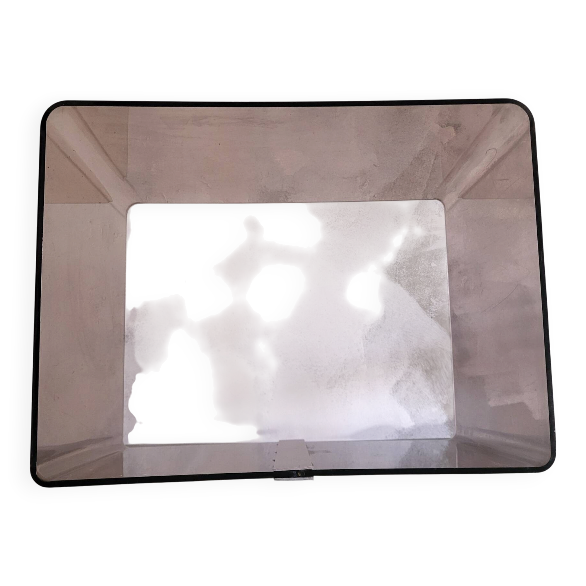 Rectangular piece of furniture or coffee table in smoked plexiglass by Michel Dumas.