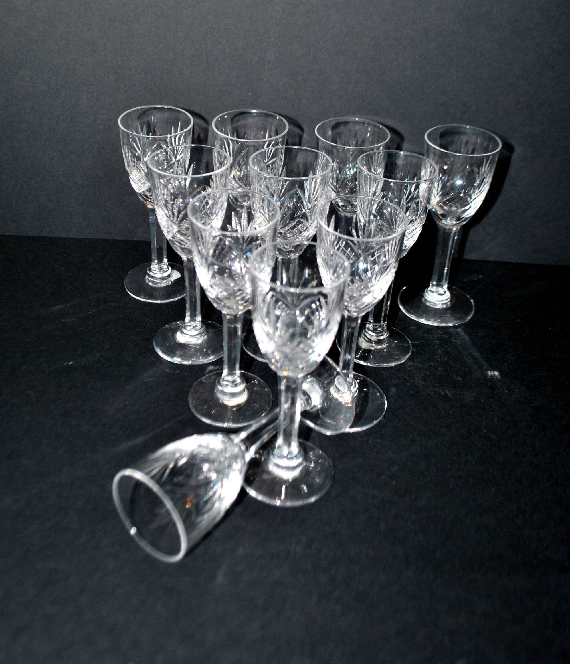 Set of 11 junon liqueur glasses cristallerie lorraine lemberg dlg chantilly saint-louis