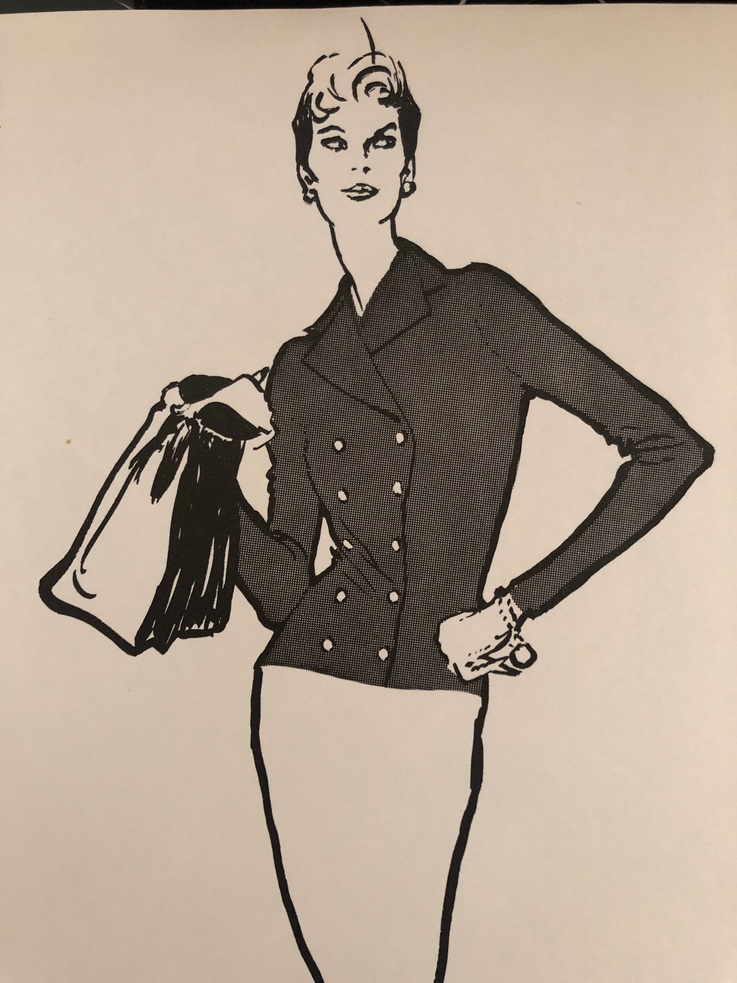 Illustration de mode 1957 par René Gruau