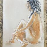 Signed pastel painting female portrait "sunlight"