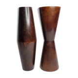 Paire de vases design en bambou, vintage, années 80, 30 cm