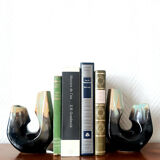 Double vintage ceramic bookend vases