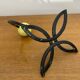 Old Black Wrought Iron Wall Hook + Yellow Plastic Ball 70's Vintage