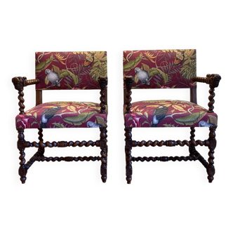 Pair of Louis XIII style armchairs