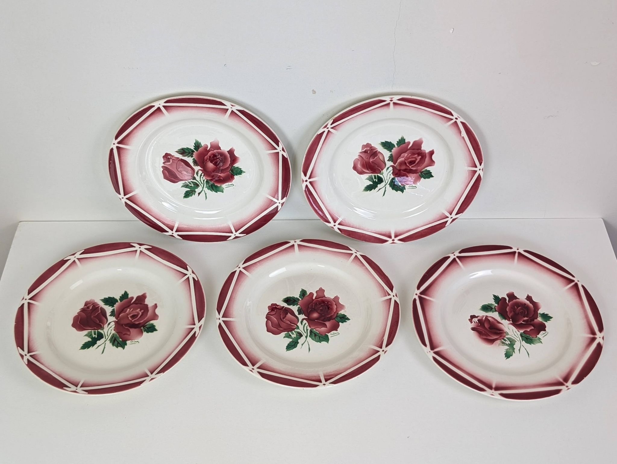 5 assiettes plates Digoin Sarreguemines
