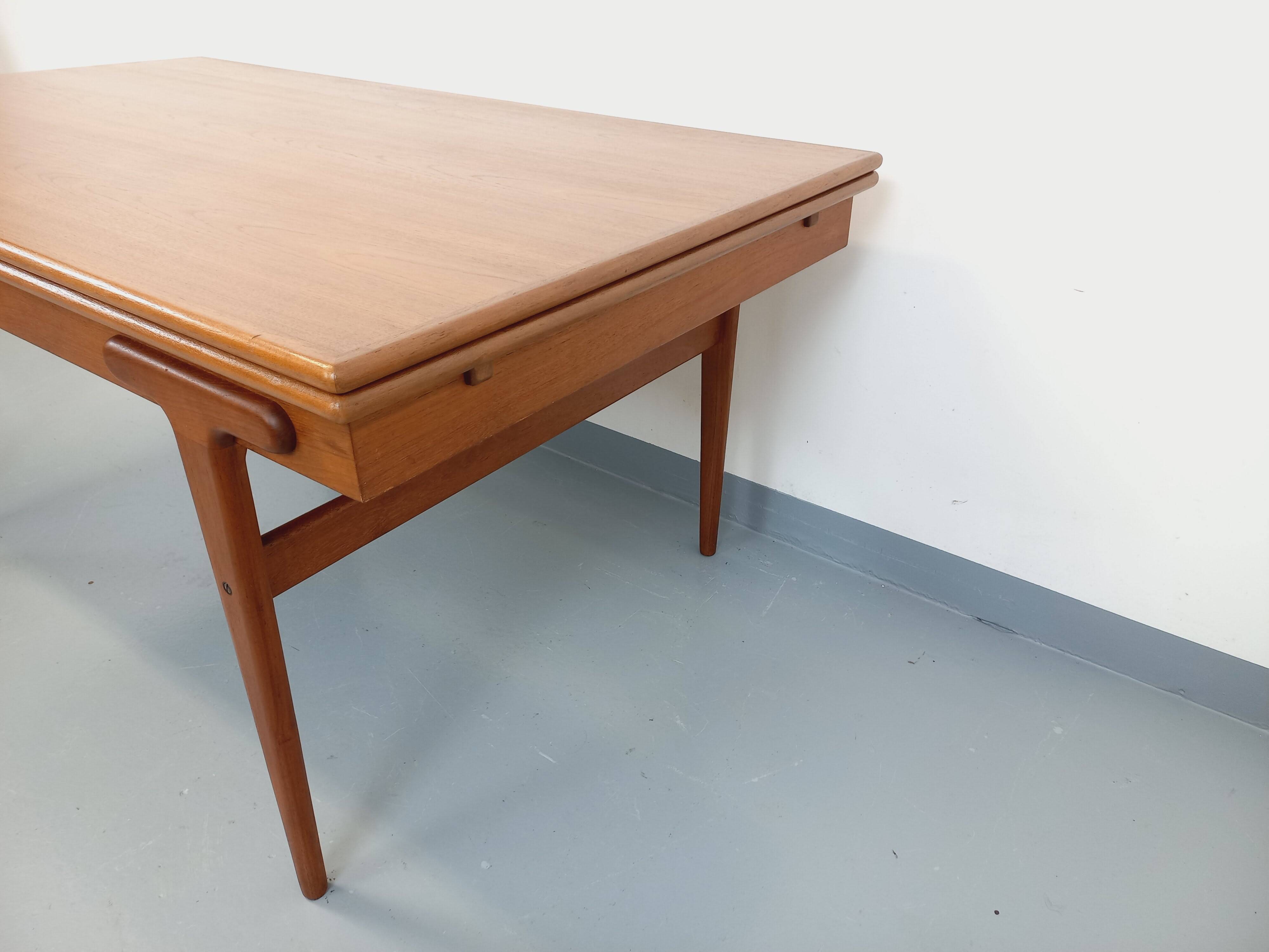 Vintage rectangular Scandinavian dining table by Ejvind A. Johansson teak