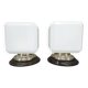 Pair of Art Deco Nickel Wall Lights with Milky Glass, 1930s