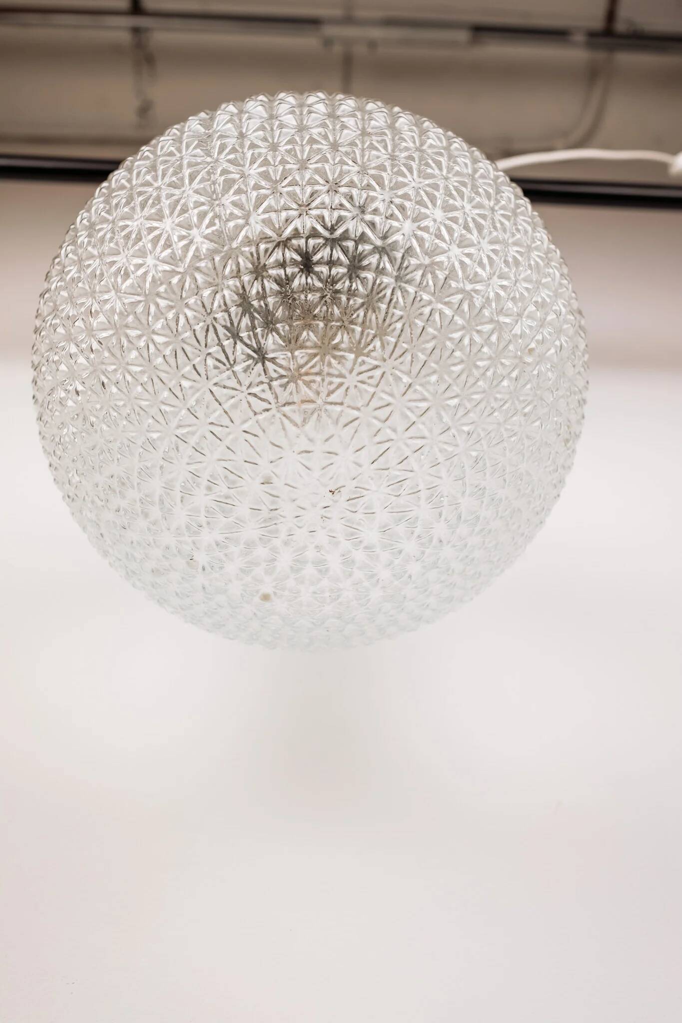 Vintage Mid Century Modern round glass pendant light