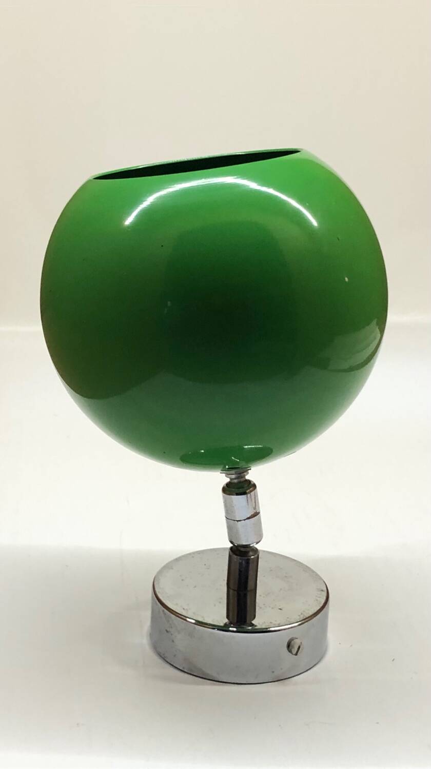 Lampe applique Eyeball Space Age verte en tôle émaillée