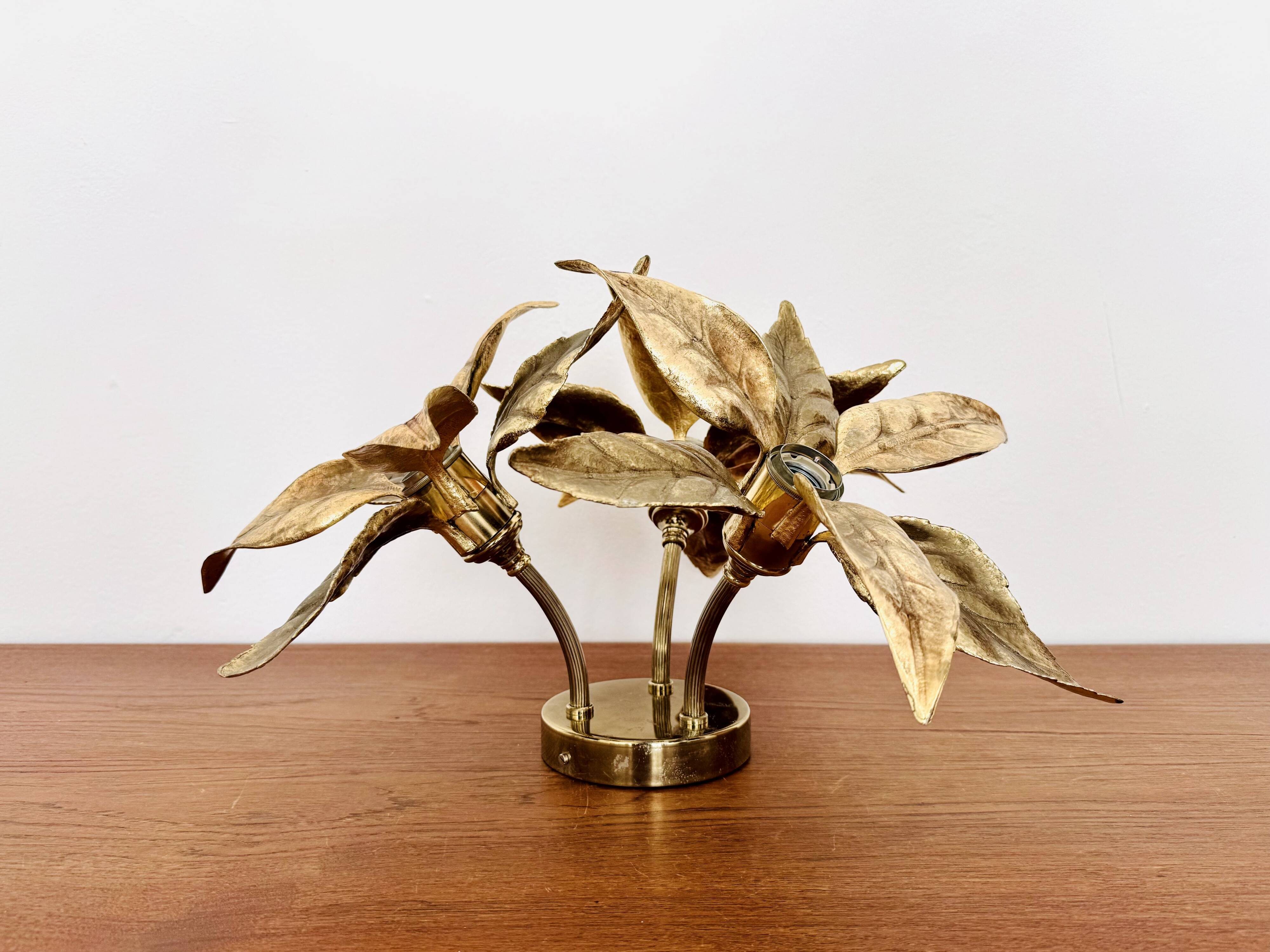 Large Floral Hollywood Regency Flush Lamp by Willy Daro for Massive