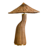 Rattan Table Lamp Mid Century Style