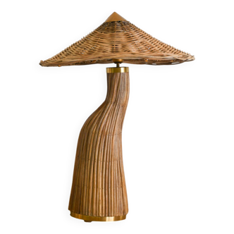 Rattan Table Lamp Mid Century Style