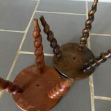 Duo of vintage stools wood turned