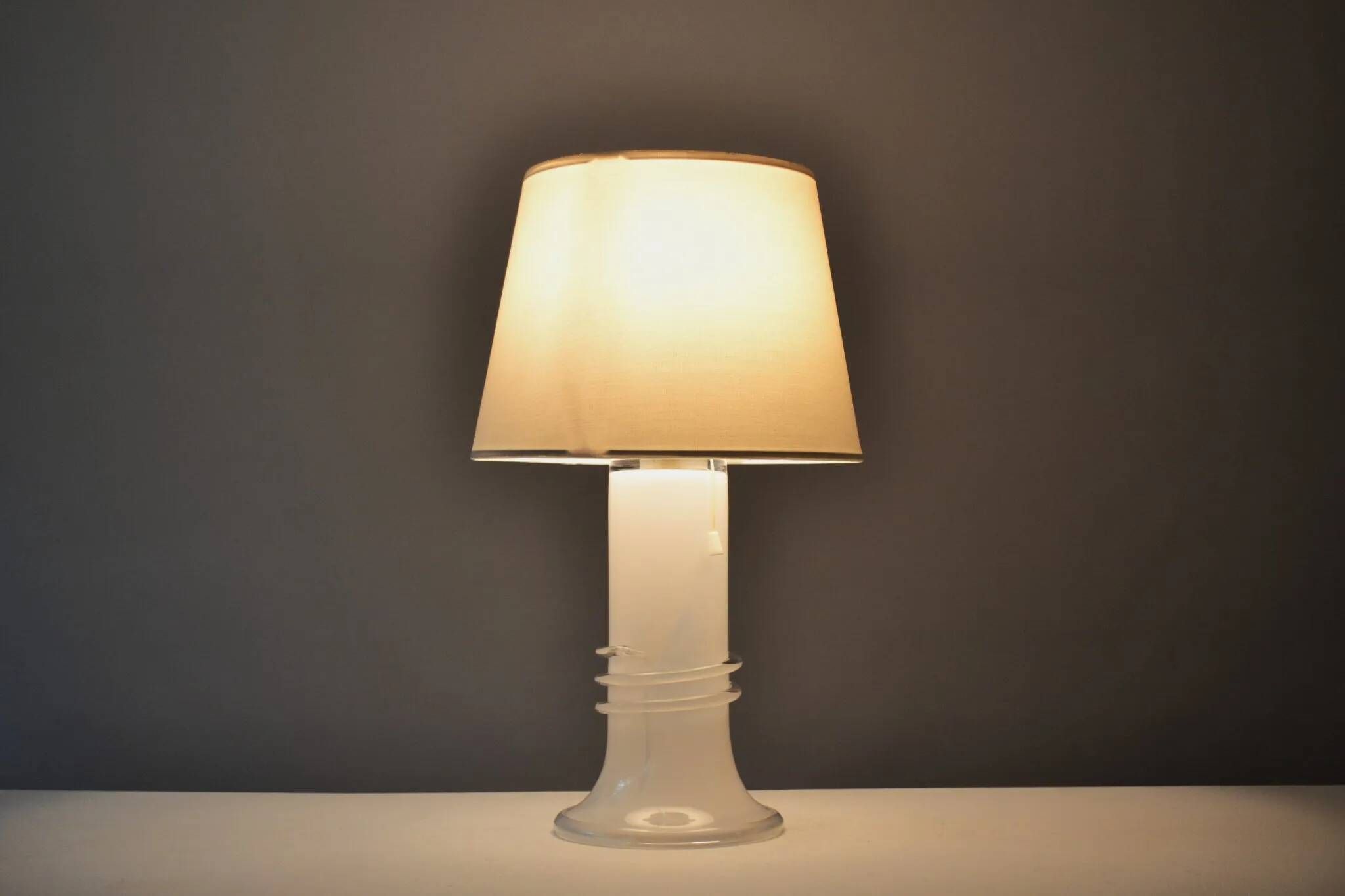Large Glass Table Lamp by Hannelore Dreutler/Studio Åhus for Ateljé Lyktan, signed and dated 1981