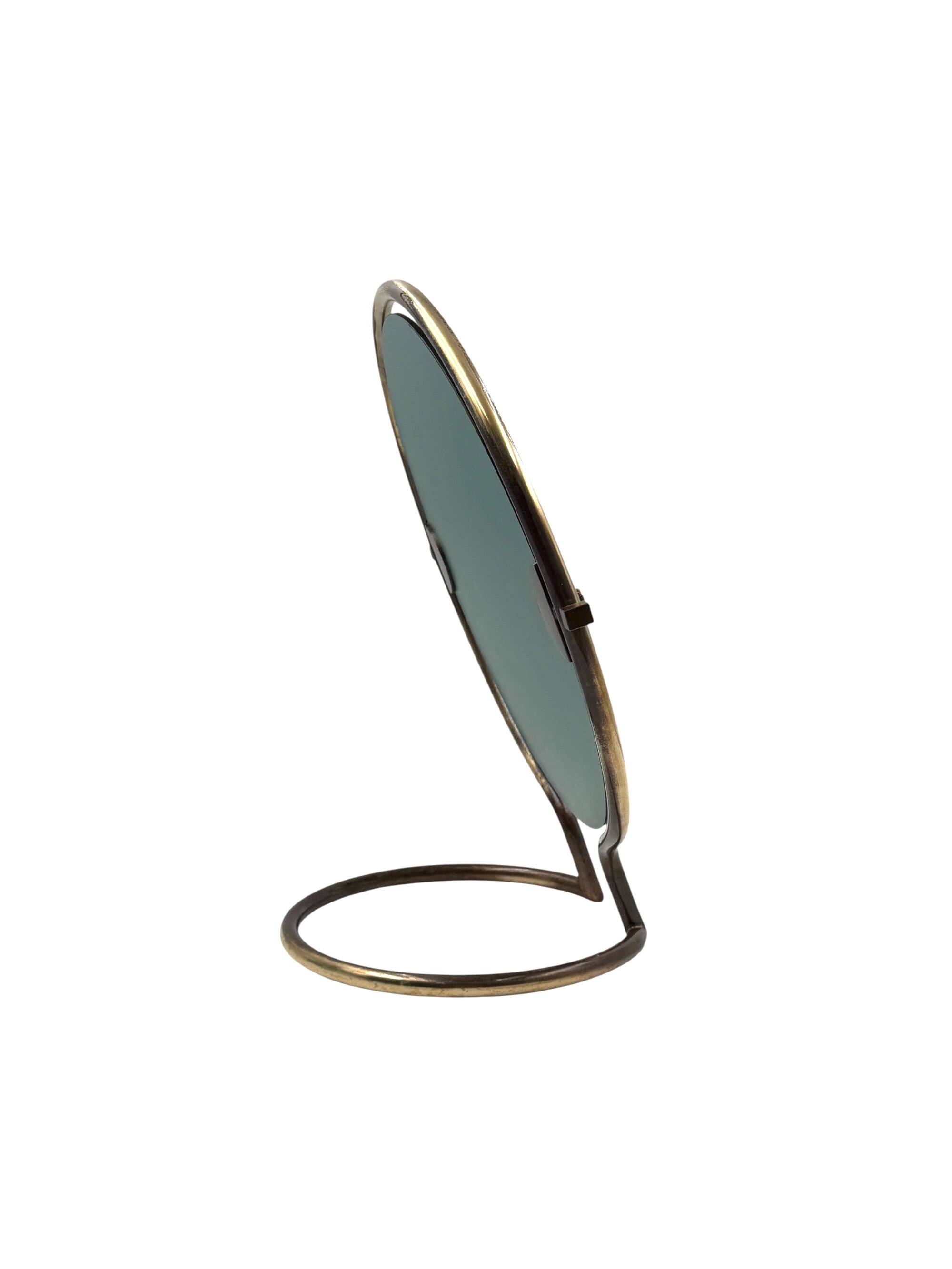 Mid-century brass table mirror / vanity, Italy 1960s