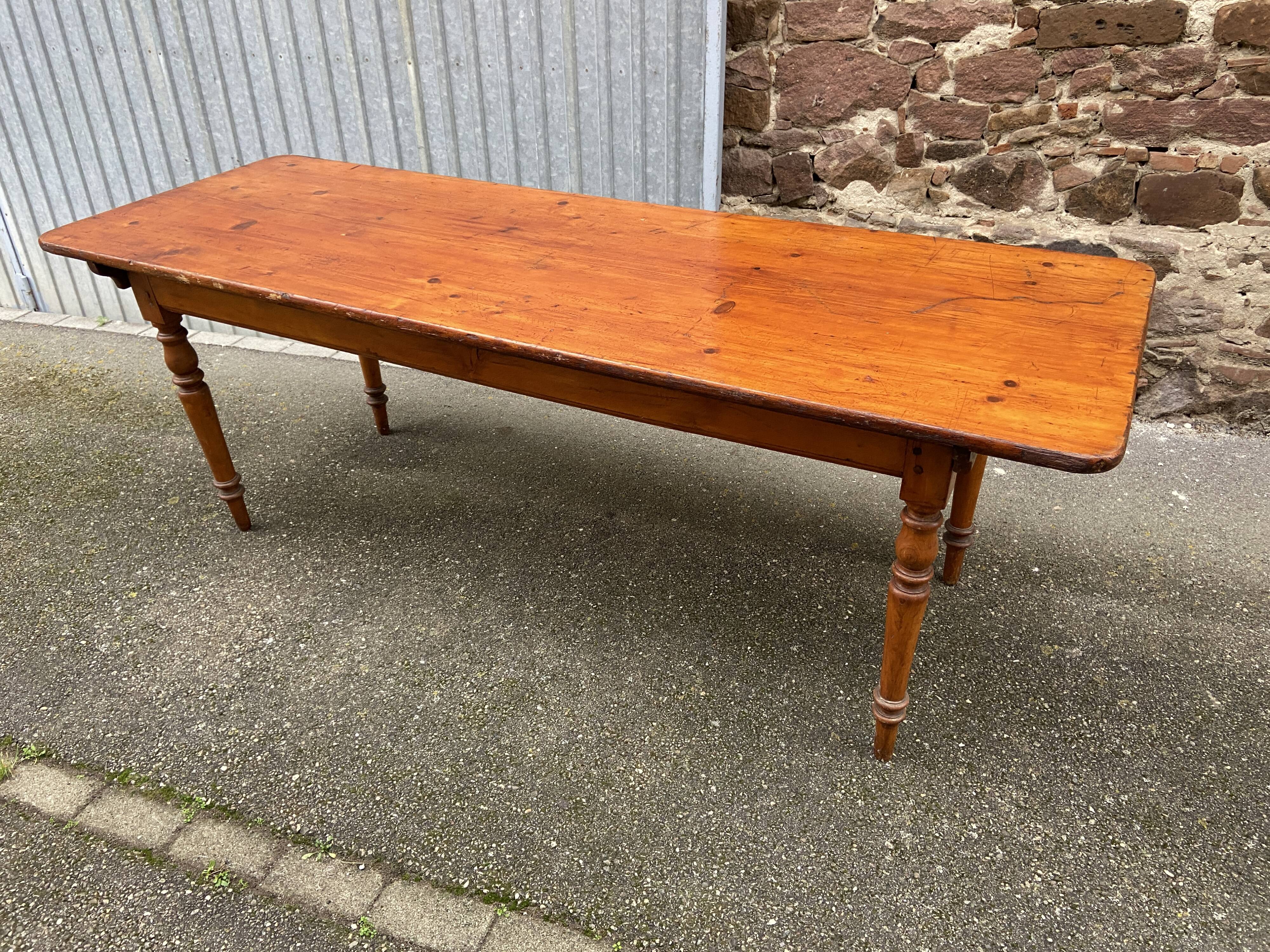 Large Alsatian bistro coffee table in fir French bistro table 1930