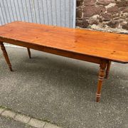 Large Alsatian bistro coffee table in fir French bistro table 1930