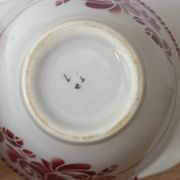 Vintage earthenware bowl with pink floral design from Badonviller.