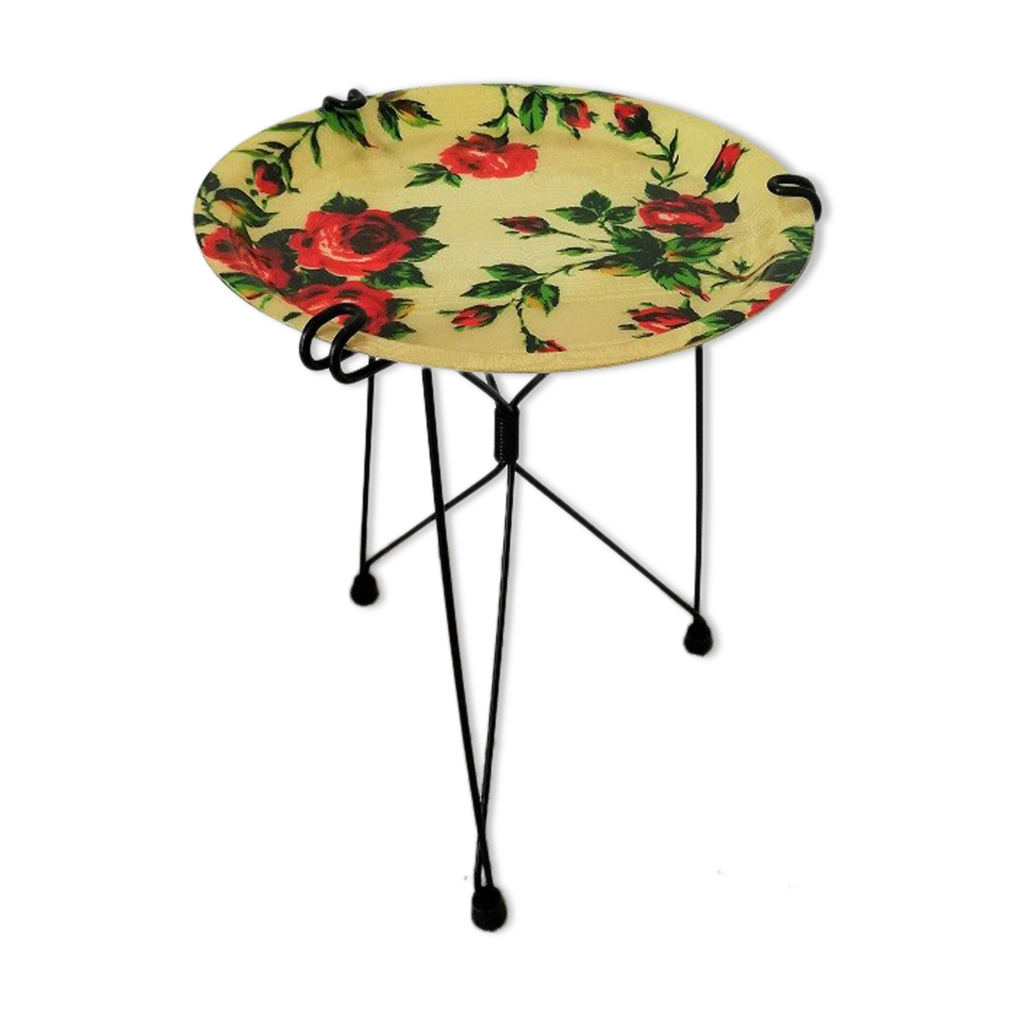 Vintage wire tray pedestal table