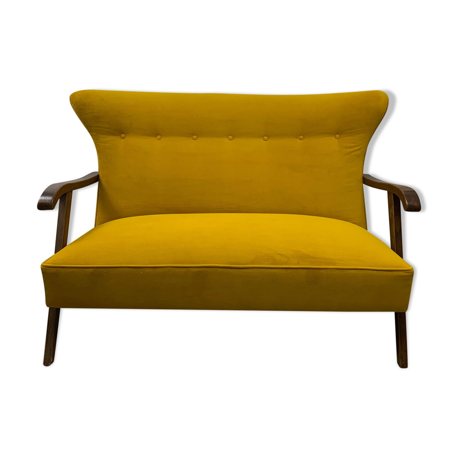 Yellow velvet sofa