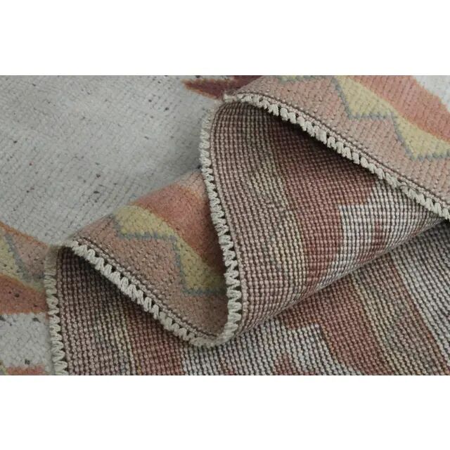 1970s Turkish Oushak Handmade Wool Cotton Pink Area Rug 183x244