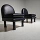 Black leather loungers , 1980.
