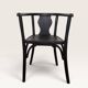 Curved black lacquered wooden armchair in Thonet style