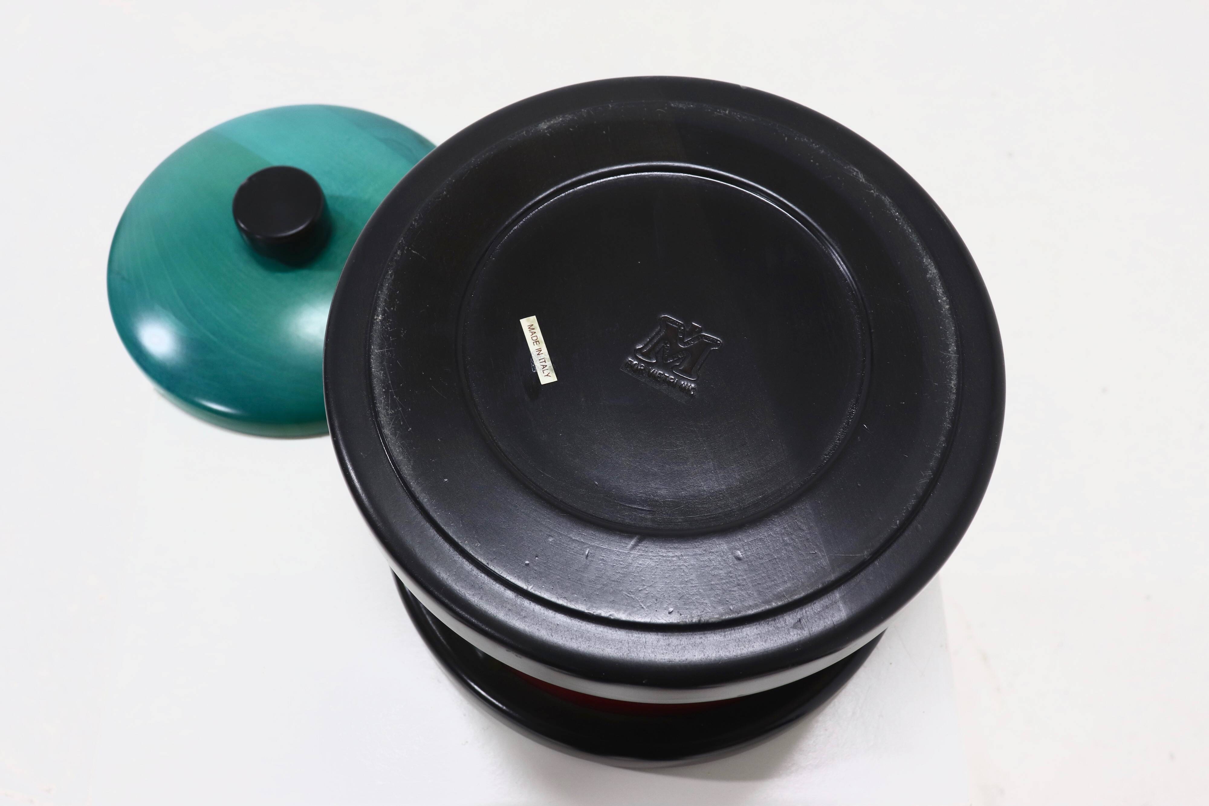 Postmodern Italian Wooden Ice Bucket by Pietro Manzoni 1980s