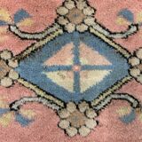 Old Turkish Milas Rug 212x122 cm old vintage carpet Ushak Region Pink Beige Blue